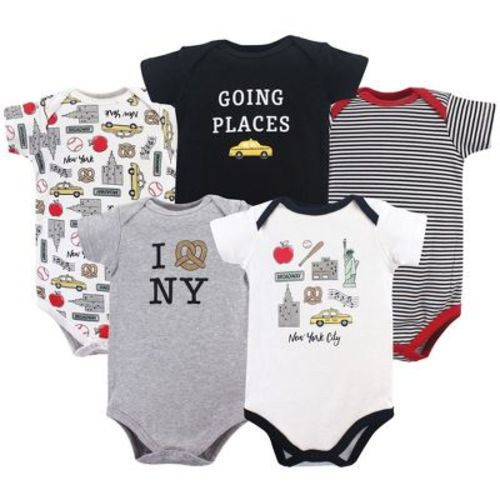 Hudson Baby Infant Boy Cotton Bodysuits 5pk, New York, 0-3 Months