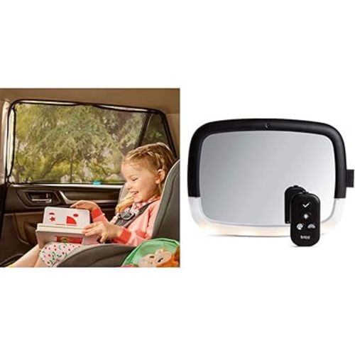 Munchkin® Brica® Magnetic Stretch to Fit™ Sun Shade and 360 Pivot Night Light™ Baby in-Sight® Wide-Angle Adjustable Car Mirror