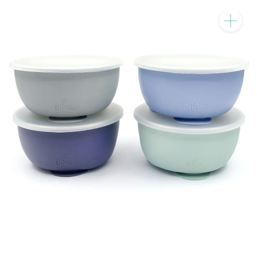 Stainless Steel Bowl with Silicone Suction Sleeve + Lids