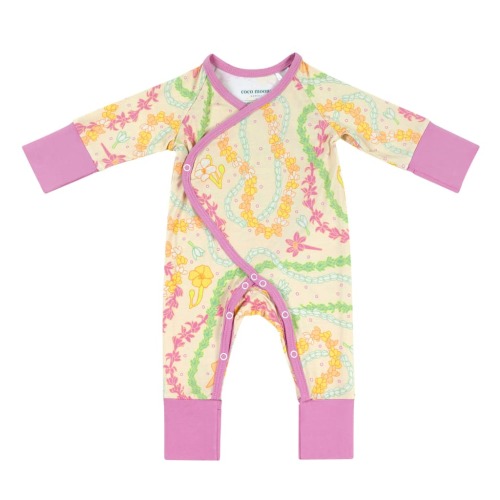 Lei Day in Sand Bamboo Newborn Coverall