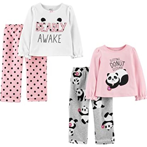 Simple Joys by Carter's Girls' 4-Piece Pajama Set (Cotton Top & Fleece Bottom)