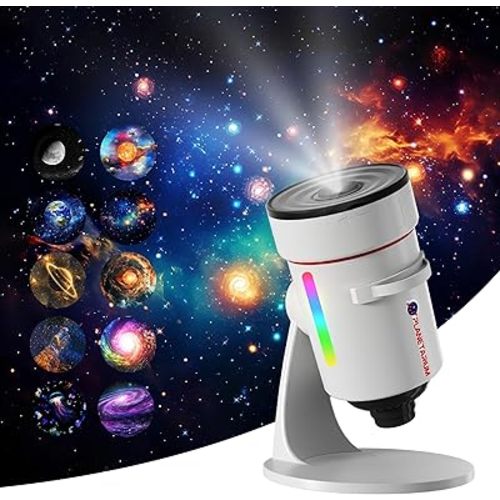 Galaxy Projector，Upgraded 4K HD Star Projector Lens, 10 Realistic Nebula Scenarios Room Lights，Timer off Controls&8-Color Night Light，Super Wide Ceiling Coverage for Bedrooms Home Theaters Kids Rooms