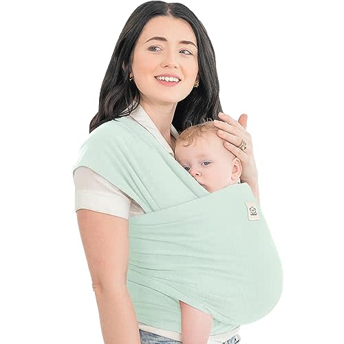 KeaBabies Baby Wrap Carrier - All in 1 Original Breathable Baby Sling, Lightweight,Hands Free Baby Carrier Sling, Baby Carrier Wrap, Baby Carriers for Newborn, Infant, Baby Wraps Carrier (Light Mint)