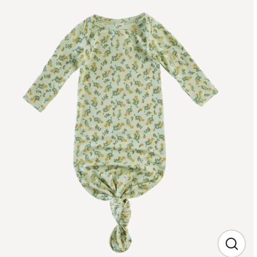 long sleeve lap neck knotted gown | garden tiny chamomile | bamboo