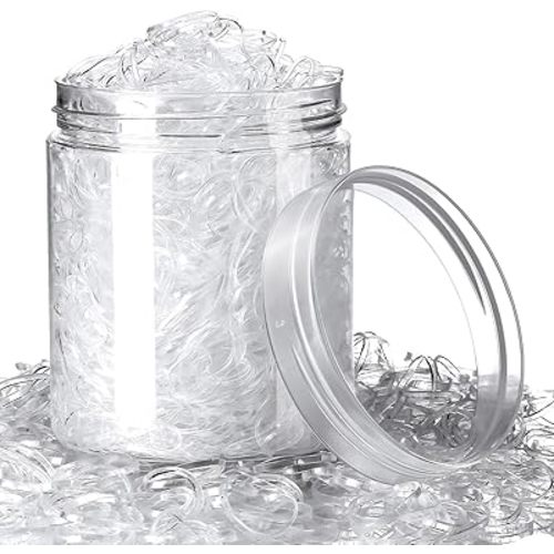 2000 Pack Mini Rubber Bands Elastic Hair Bands Soft Hair Ties with Box for Hair Braiding Hair Wedding Hairstyle(Clear)