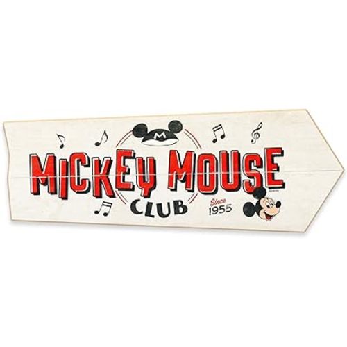 Disney Mickey Mouse Club Since 1955 Arrow Wood Wall Decor - Vintage Mickey Mouse Club Sign for Home