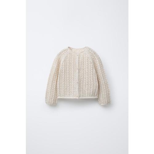 TEXTURED KNIT CARDIGAN - Light beige | ZARA United States