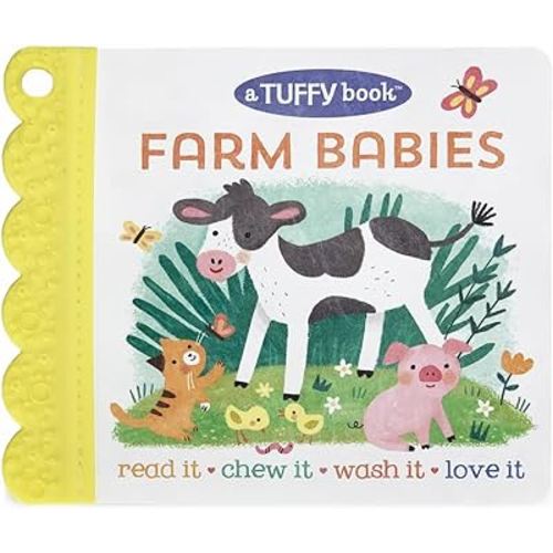 Tuffy Farm Babies Book - Washable, Chewable, Unrippable Pages With Hole For Stroller Or Toy Ring, Teether Tough, Ages 0-3 (A Tuffy Book)