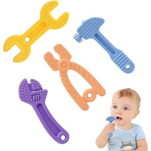 4 Pcs Teething Toys for Babies 0-6 Months 6-12 Months,Baby Teething Toys Set,BPA Free Silicone Infant Molar Teether Toys,Easy to Hold,Soothe Babies Sore Gums Freezable Teething Chew Toy for Boys Girls