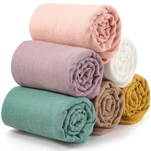 47 x 47 Inches Muslin Swaddle Blankets Cotton Newborn Receiving Blankets Breathable Colorful Baby Swaddle Soft Baby Registry Essentials Gift for Unisex Boy Girl(Bright Colors)