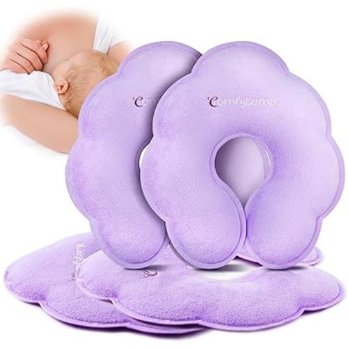 Comfytemp Breastfeeding Therapy Packs, 4-Pack Larger Dual-Sided Hot & Cold Breast Gel Ice Pads, FSA HSA Eligible, Reusable Postpartum Essentials for Pain Relief, Mastitis, Engorgement, New Mom Gifts