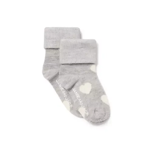 Baby Earl Grey Heather Heart Baby Heart Foldover Sock by Janie and Jack