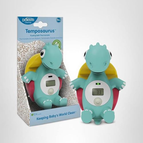 Dr. Brown's CleanUp Temposaurus Floating Bath Thermometer for Accurately Measuring Baby's Bath Water Temperature, BPA free