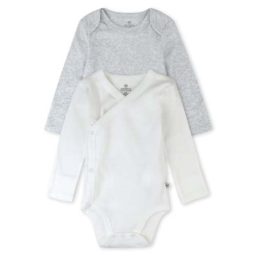 Honest Baby Clothing Baby Boy or Girl Gender Neutral Organic Cotton Long Sleeve Bodysuit and Side Snap Long Sleeve Bodysuit, 2 Piece (Preemie-9 Months)