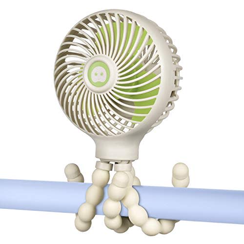 WiHoo Mini Handheld Stroller Fan,2600mAh Personal Portable Car Seat Baby Fan with Flexible Tripod Fix on Stroller/Student Bed,USB or Battery Powered Desk Fan Adjustable 3 Speeds for Camping/Traveling