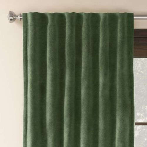 2pk 50"x63" Blackout Velvet Curtain Panels Green - Threshold™: Solid Woven, Machine Washable, Oeko-tex Certified