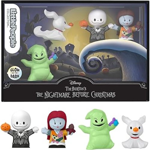 Little People Collector Disney Tim Burton’s The Nightmare Before Christmas Special Edition Set for Adults & Fans, 4 Figures in Display Box
