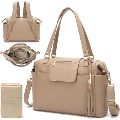 Omanmoli Diaper Bag Tote Leather Diaper Bag Purse Backpack Large Baby Bag