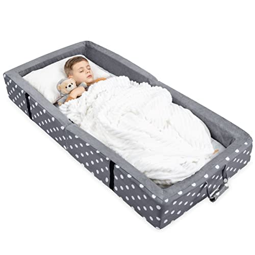 Milliard Toddler Floor Bed with a Fitted Sheet, Washable Toddler Cots for Sleeping, Comfortable and Portable Bed for Kids, Foldable Toddler Bed (Grey)