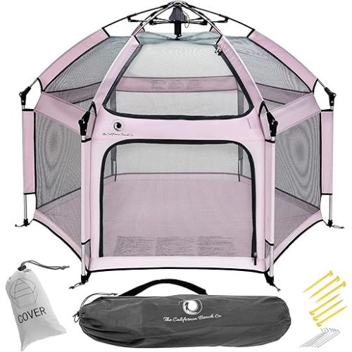 POP 'N GO PLAYPEN - Indoor & Outdoor Baby Playpen for Babies and Toddlers - Baby Beach Tent, Foldable, Portable W/Canopy, Travel Bag, & Mosquito Net - Pop Up Pack and Play Tent (Lavender)