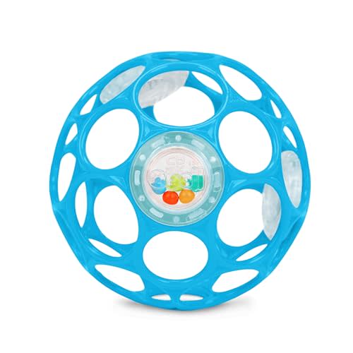 Bright Starts Oball Easy-Grasp Rattle BPA-Free Infant Toy in Blue, Age Newborn and up, 4 Inches