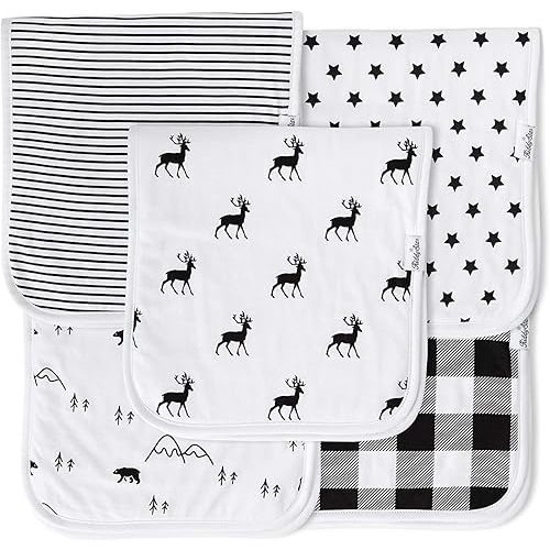 5 Pack Organic Cotton Baby Burp Cloths – 3 Layer, 21"x10" Large, Ultra Soft & Absorbent Burping Rags for Newborns – Infant Towels for Milk Spit Up
