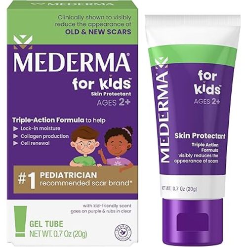Mederma Scar Gel for Kids, Reduces the Appearance of Scars, 1 Pediatrician Recommended, Goes on Purple, Rubs in Clear, Kid Friendly, Grape Scent, 0.70 Oz