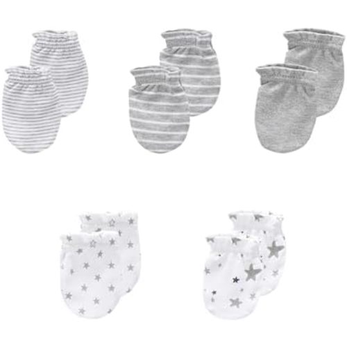 5 Pack Unisex New Born Boy Girls No Scratch Mittens Cotton Soft Baby Gloves Accessory 0-3 Months Infant Essentials