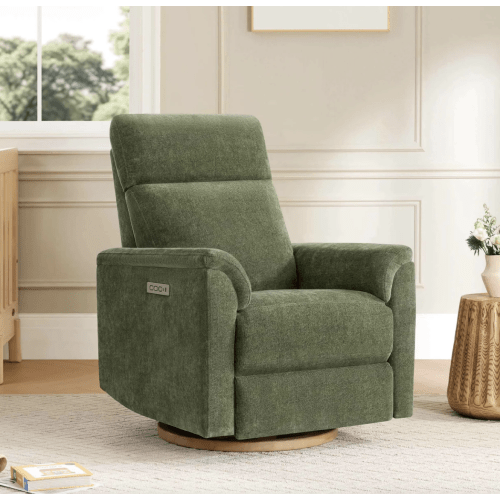 Lulla Power Swivel Nursery Glider Recliner with Power Headrest and Nightlight