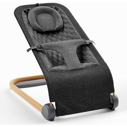 Fodoss Baby Bouncer,Portable Seat for Infants, Ergonomic Design Baby Bouncer Chair, Bouncer for Babies 0-12 Months, Black