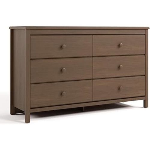 Storkcraft Alpine 6 Drawer Double Dresser (Hazelnut) – GREENGUARD Gold Certified, Nursery Dresser for Kids Bedroom