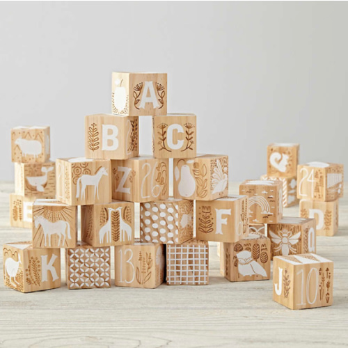 Etched Wooden Baby Blocks