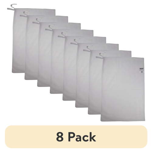(8 pack) Mainstays White Polyester Mesh Laundry Bag with Drawstring Closure, 24" x 36"