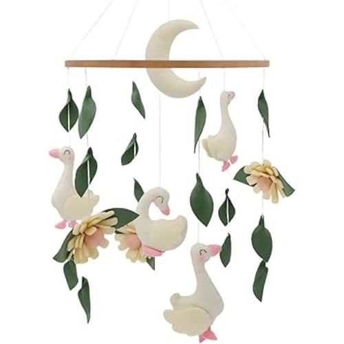 Baby Mobile for Crib Goose Decor Handmade Felt Nursery Decor Crib Mobile for Bassinet Baby Shower Newborn Baby Gift