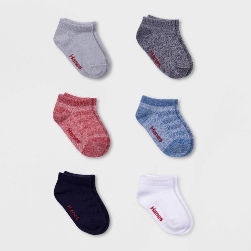 Hanes Toddler Boys' 6pk Low Cut Super Soft Socks - 4T-5T: Knit Polyester Blend, Flat Seams, Machine Washable