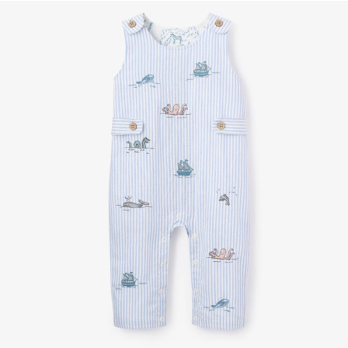 Embroidered Oxford Stripe Jumpsuit – Elegant Baby