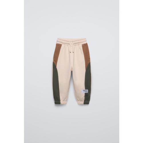 COLORBLOCK JOGGER PANTS - Ecru / Brown | ZARA United States
