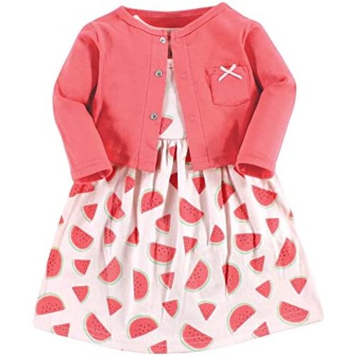 Hudson Baby Baby Girls' Cotton Dress and Cardigan Set