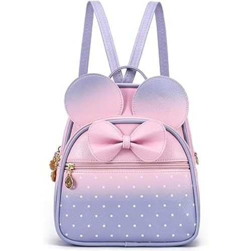 KL928 Girls Bowknot Polka Dot Cute Mini Backpack Small Daypacks Convertible Shoulder Bag Purse for Women