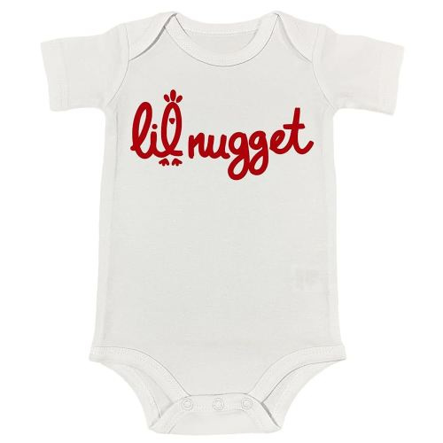 Lil Nugget Bodysuit Vintage Hippie New Pregnancy Announcement Baby Shower Gift Funny Food Infant Reveal Shirt (0-6 Months, Cute-Short Sleeve Romper)