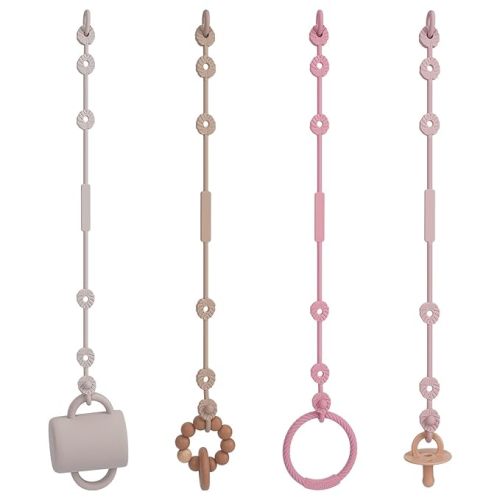 Toy Straps for Baby, Silicone Pacifier Clips Adjustable Stretchable Sippy Cup Straps for Strollers, High Chair, Cribs, Hanging Baskets, Car Seat, Shopping Trolley, Bags, BPA Free