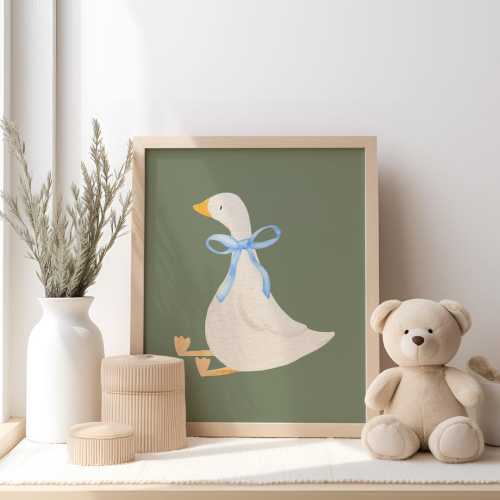 Cute Goose Wall Art, Silly Goose Wall Art, Nursery Room Decor, Playroom Wall Decor, Coquette Room Decor, Farm Animal Print, Boys Room Decor