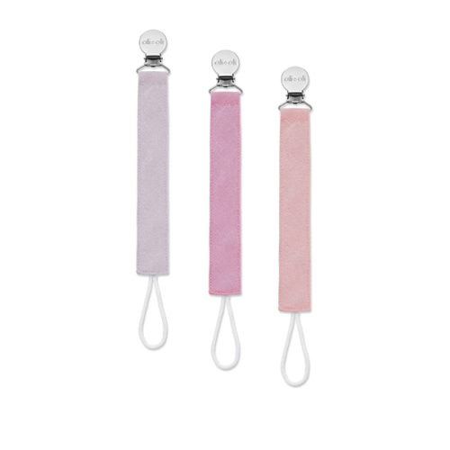 Ali+Oli Linen Strap Pacifier Clip (Flamingo) Set of 3 (10" x 1") Baby Pacifier Holder for Newborn Pacifiers & Teethers, Binky Clips, Silicone-Free Pacifier Clips