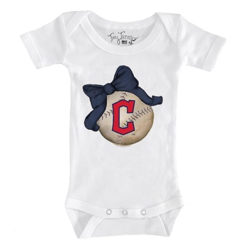 Infant Cleveland Guardians Tiny Turnip White Baseball Bow Bodysuit