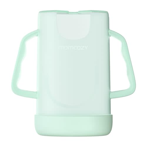 Momcozy Squeeze Pouch Holder for Food Pouches and Drink Boxes, Baby Pouch Holder Allows Baby to Self-feed and Avoid Messes, Baby Food Pouch Holder Handle is Easy to Grip, Comfortable, Green