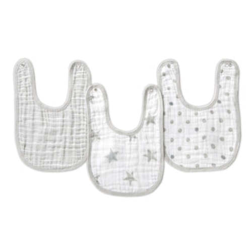 Dusty Cotton Muslin Snap Bib 3pk | aden + anais