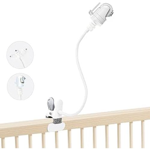 Baby Monitor Mount Holder Compatible with Infant Optics DXR-8/DXR-8 Pro, Momcozy BM01/BM03/BM04 and Other Cameras with 1/4" Threaded Hole, 16 inches Flexible Clip Clamp Mount Without Tools