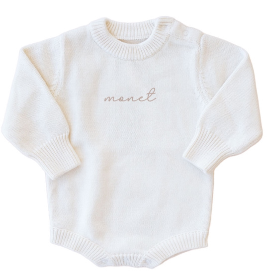 Personalized Printed Knit Sweater Bubble | Ivory