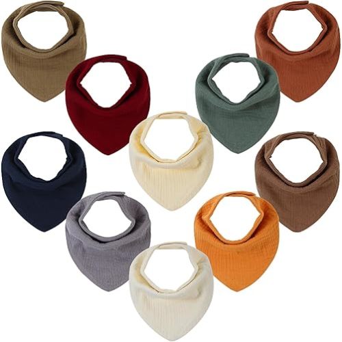 Baby Bibs for Drooling and Teething 10 Pack - Muslin Baby Bibs for Boys 0-6 Months, Baby Bandana Bibs 6-12 Months, Baby Essentials Newborn Infant Must Haves, Unique Baby Shower Gifts