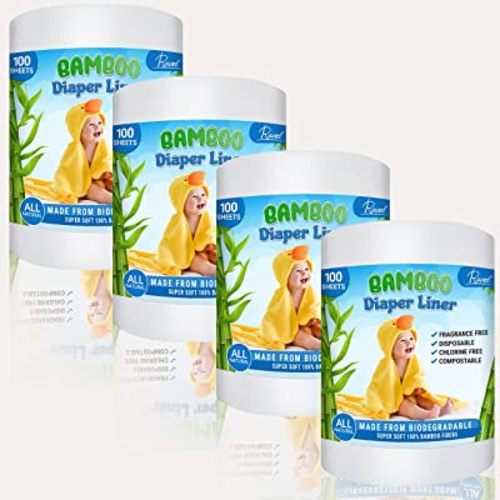 Ravel Cloth Diaper Liners 100% Bamboo from Viscose Disposable Cloth Diaper Inserts-100 Count (Pack of 4) Unscented Reusable Diaper Inserts for Diapers